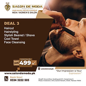 Salon DE Moda Men's Salon Morning 11.00 A.M Till Night 10.30 P.M Come To Inbox Or WhatsApp To Me On 334 3222 505 